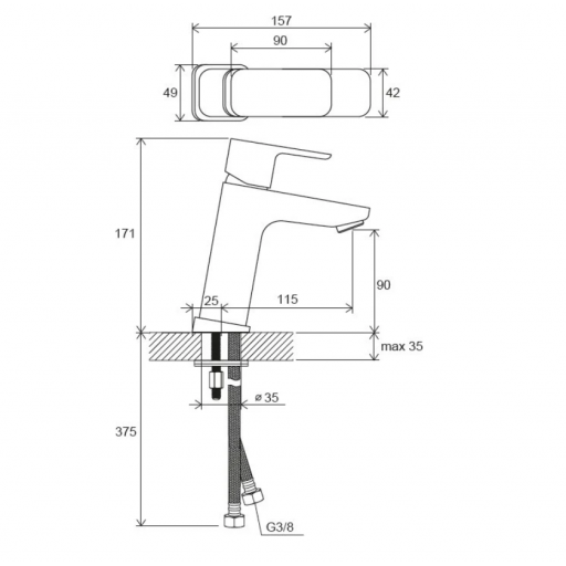Смеситель для раковины RAVAK 10° Free TD F 014.00 X070129 однорычажный хром